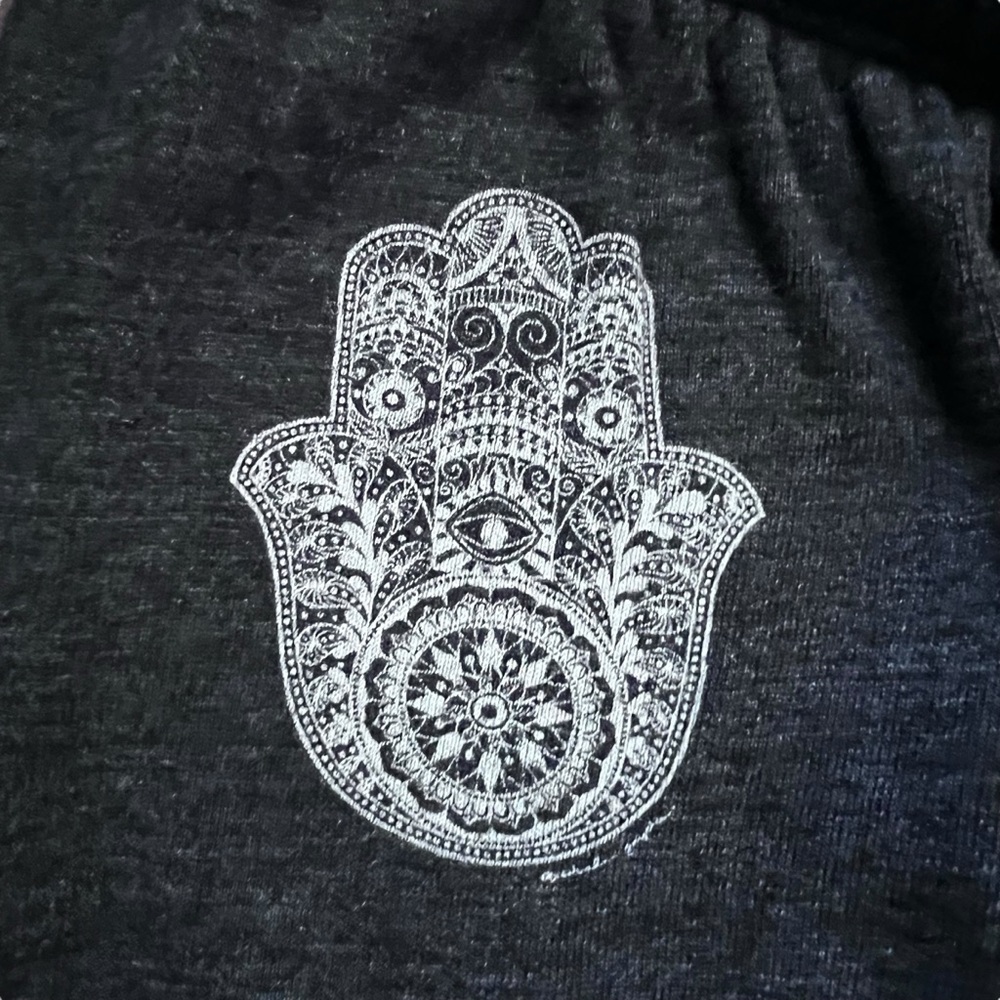 NWT SUPER RARE SPIRITUAL GANGSTER HENNA HAMSA SWEATPANTS MARLE CHARCOAL SMALL - Picture 6 of 9